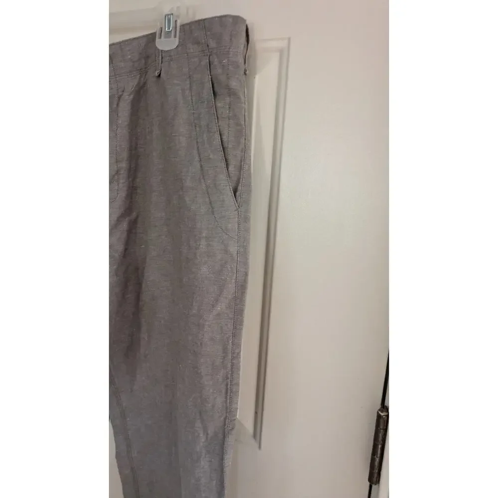 Banana Republic Grey Linen Cotton Blend Pants, Size 38/32 Straight Fit Slacks